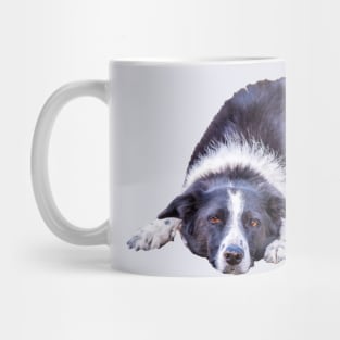 Border Collie Lying Down Playing Fetch Mug